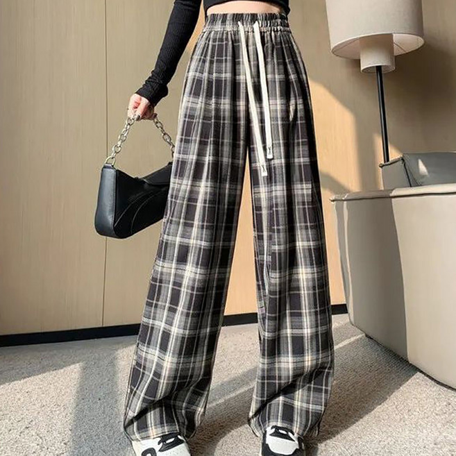 MarketA 女款X格紋寬褲 P24FW3-A0827