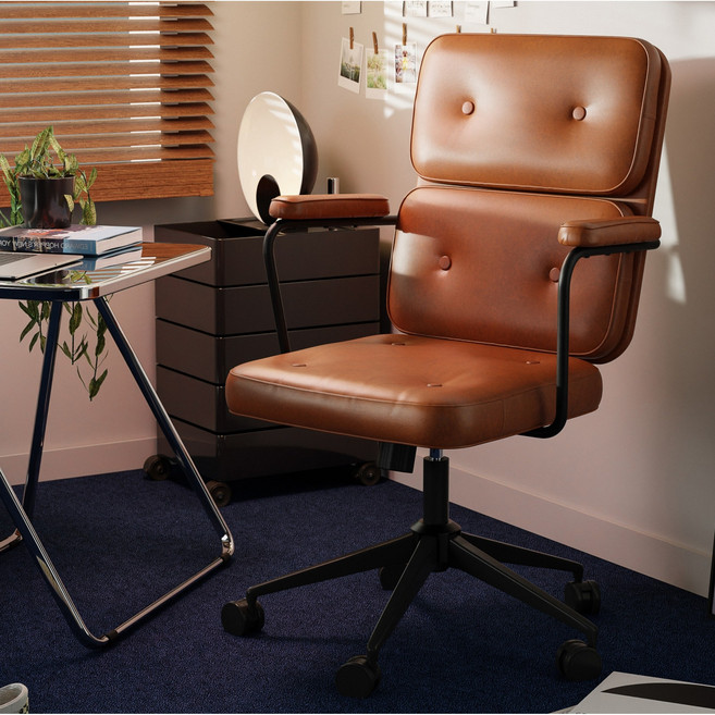 비애노 올리 컴퓨터 책상 사무실 학생 학원 가죽 의자, 브라운