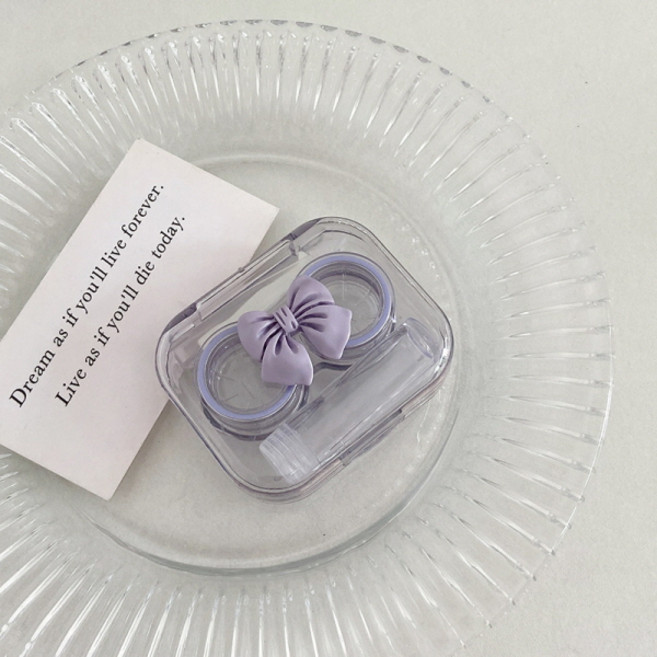 피어니스트 투명 라운드 렌즈케이스, 리본 퍼플, 4개