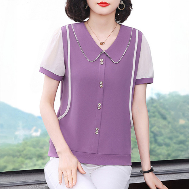 포플러앤씨 여성용 로아라벨 빅사이즈 배색 블라우스 P26SMBL022025