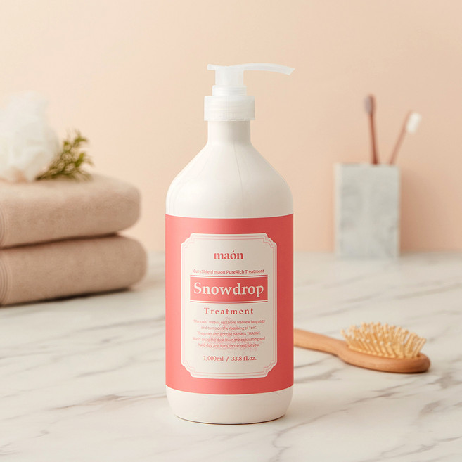큐어실드 마온 약산성 헤어트리트먼트 스노우드롭 파우더향, 1L, 1개