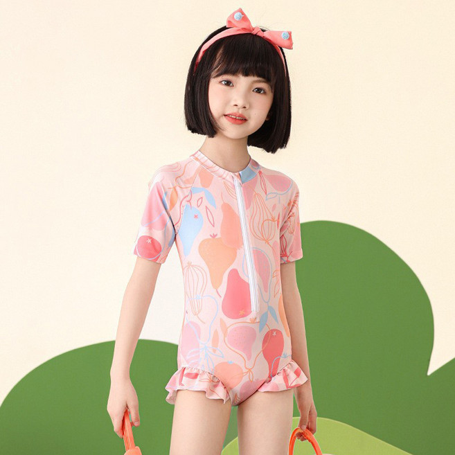 유블리 여아용 주라그 래쉬가드 반팔 바지 집업 원피스 수영복