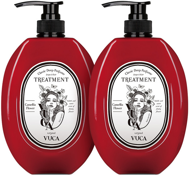 뷰카 클래식 딥 퍼퓸 단백질 헤어트리트먼트 극손상 케어용 동백꽃, 1.05L, 2개