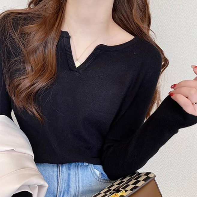 德普羅商務 女款基本款疊穿迷你V領針織內搭上衣
