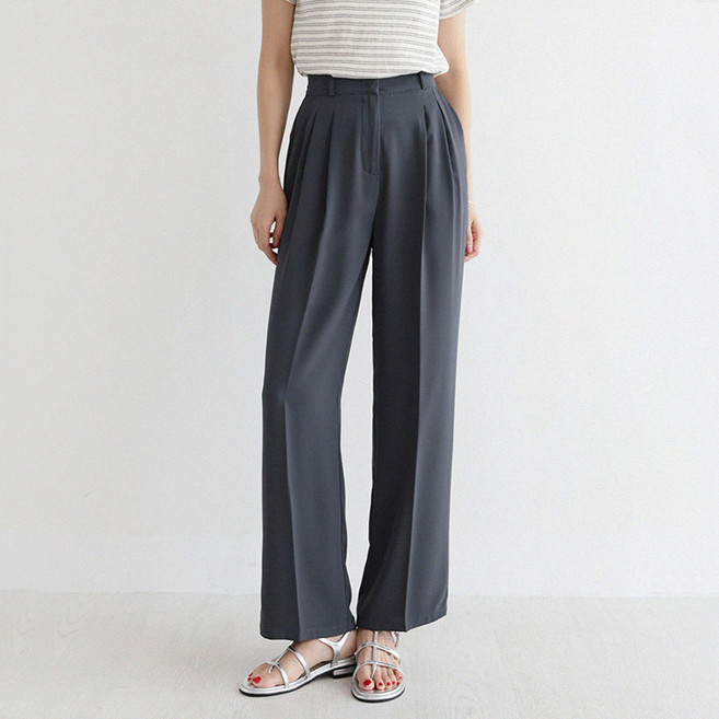 앤드스타일 여성용 숏/기본/롱 기장 맞춤 10탄 아이스쿨 투핀턱 뒷밴딩 스판 슬랙스 264727