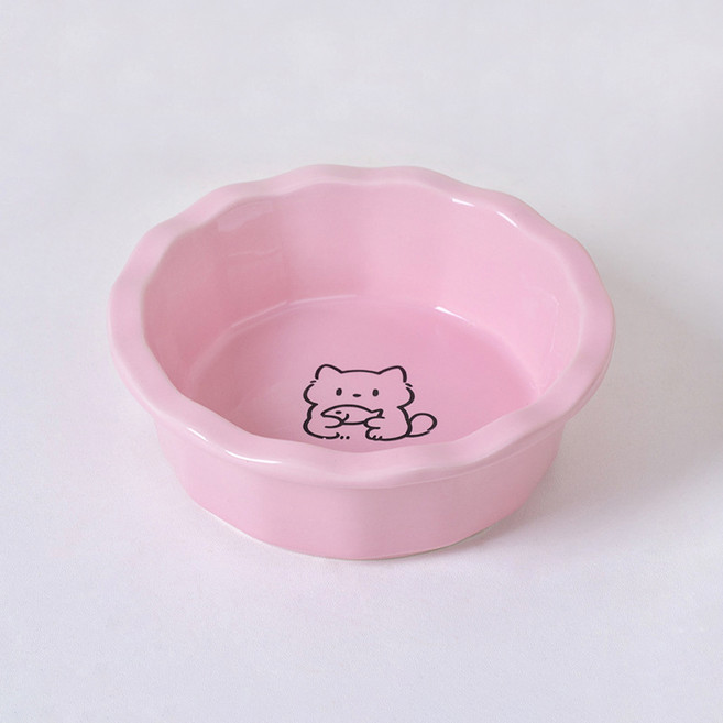 파스텔펫 반려동물 피쉬캣 세라믹 식기 FREE, 핑크, 1개