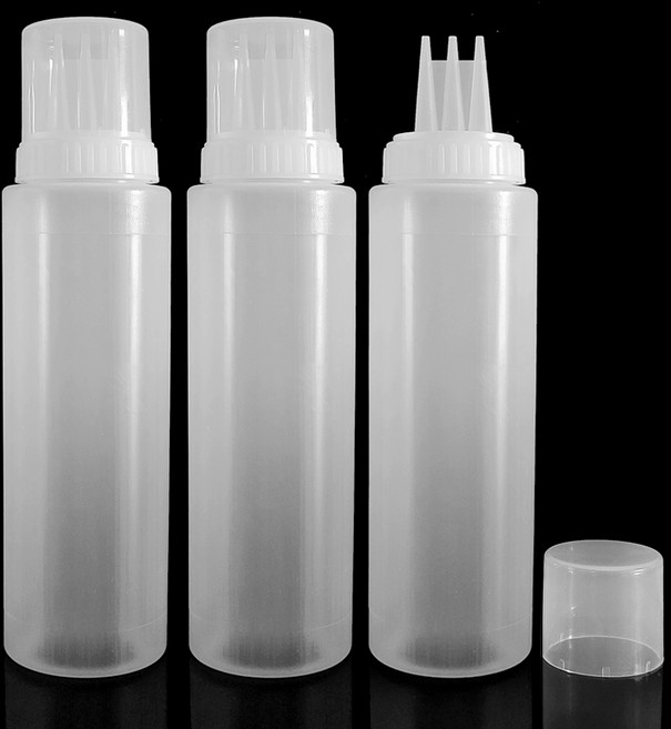 월포 잘라쓰는 3구 실리콘노즐 소스통 싱글, 710ml, 3개