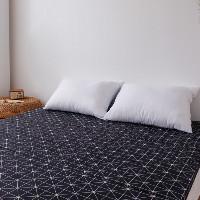 매직베드 3단 접이식 요 매트리스, 블랙체크, 5cm