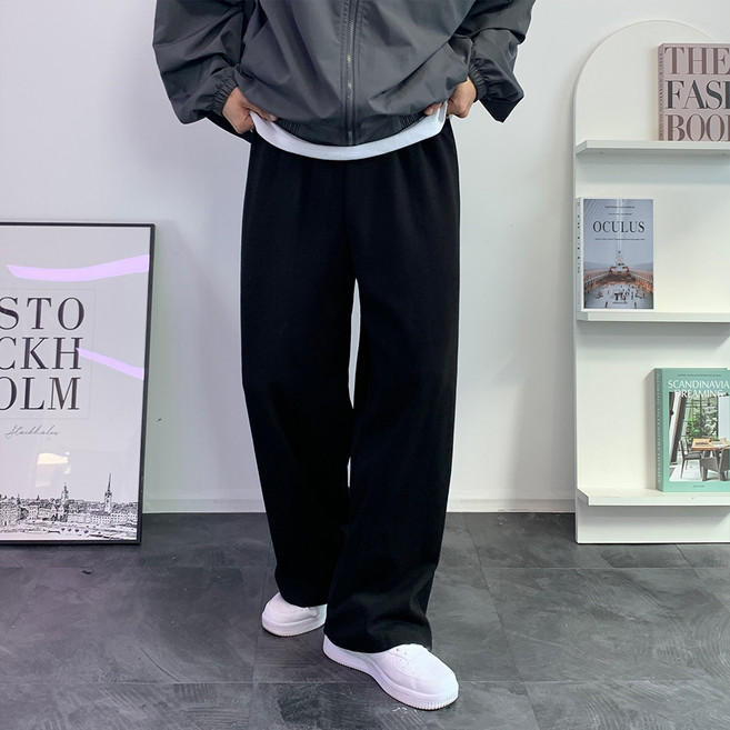 콘피아르 남성용 베이직 허리밴딩 와이드 루즈핏 겨울 기모 바지 TC10103