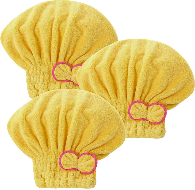 아케이바이 고급형 극세사 드라이 헤어타올 26 x 28 cm, Yellow, 3개