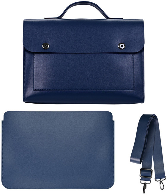 포블럭스 프리미엄 레더 사첼백 FBLS00037, 블루, 1개