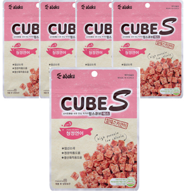 맘스큐브 강아지 반려동물 에스 간식, 연어, 60g, 5개