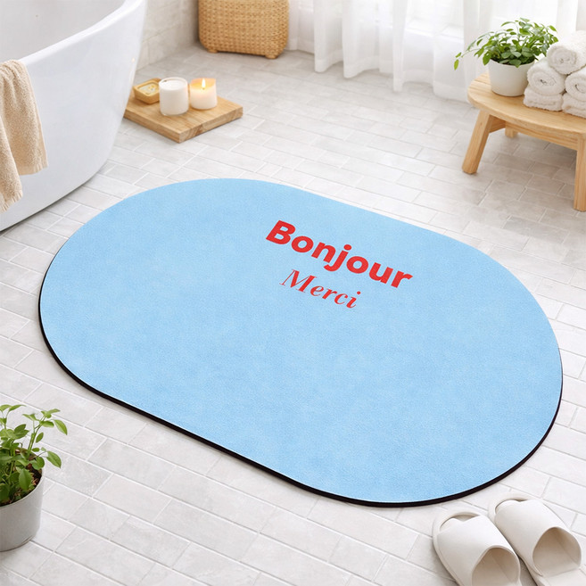 하우블리 컬러데이 욕실 화장실 빨아쓰는 규조토 발매트 40 x 60 cm, 블루, 1개