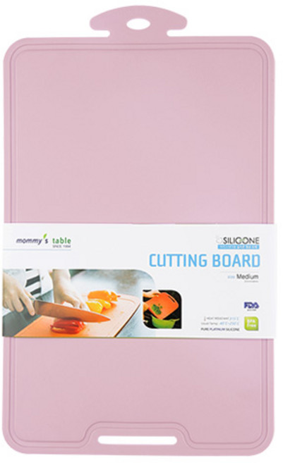 마미스테이블 실리콘 클립형 이유식 과일 야채 캠핑 휴대용 도마, 베이비핑크, 1개
