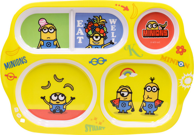 릴팡 유아용 미니언즈 멜라민 핸들 5구식판 L, 혼합색상, 단품, 1개