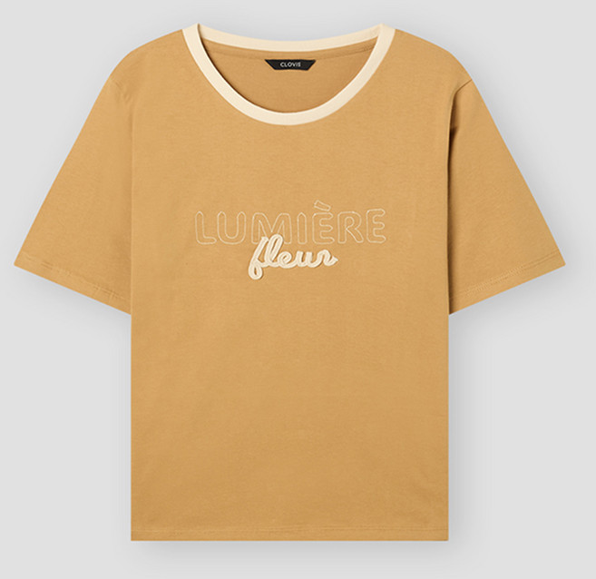클라비스 여성용 수피마코튼 배색 레터링 면 티셔츠