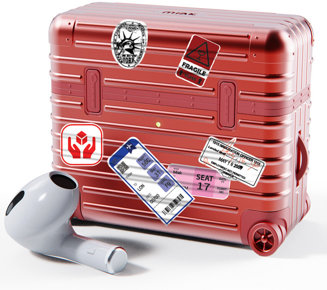 미아크 에어팟 캐리어 케이스 + 스티커 3종 세트, 에어팟3세대, 레드, 1개