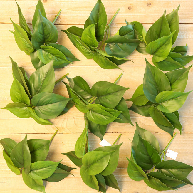 조아트 인테리어 인조 나뭇잎 조화 식물 부쉬 9p 세트, 스킨답서스 그린, 1세트