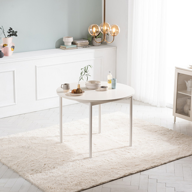 리바트 로티르 원형 식탁 방문설치, 화이트, 4인용