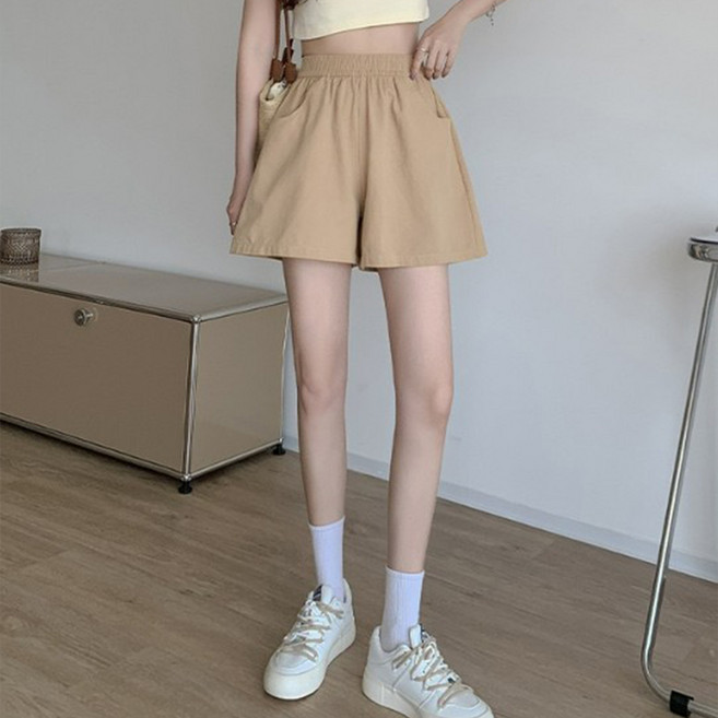 엘쏘 여성용 컬러 면 밴딩 3부 A라인 반바지