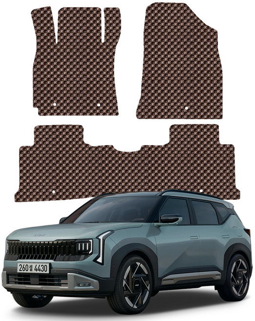 오토가드 엠보싱 3D 벌집 고무 자동차 매트 1열 + 2열 세트, 브라운, 기아 디 올 뉴 셀토스 SP3 가솔린(2026년 1월~)