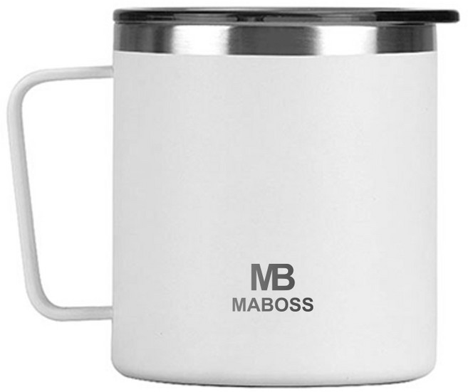 MB MABOSS 雙層真空不鏽鋼馬克保溫杯 M-8789, 白色, 400ml