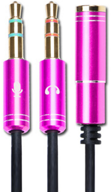 칼론 이어셋 To PC 변환 어댑터 30cm, APC-A07, 핑크, 1개