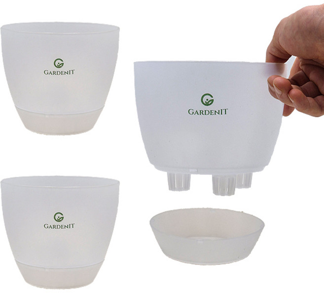 가든잇 귀여운 동그리 저면관수 화분 + 받침 세트, 3세트, 반투명