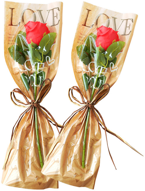 moong9 不凋謝愛心玫瑰香皂花束, 2個, 玫瑰色