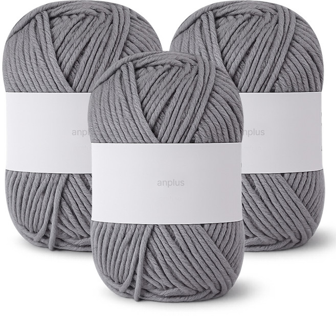 앙플러스 퐁실한 구름 뜨개실, 그레이, 3개