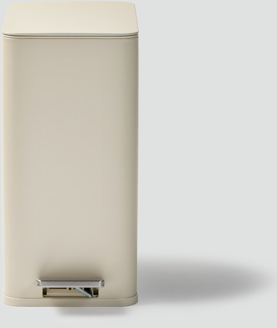 틈새 활용 무소음 페달 휴지통 10L, 베이지