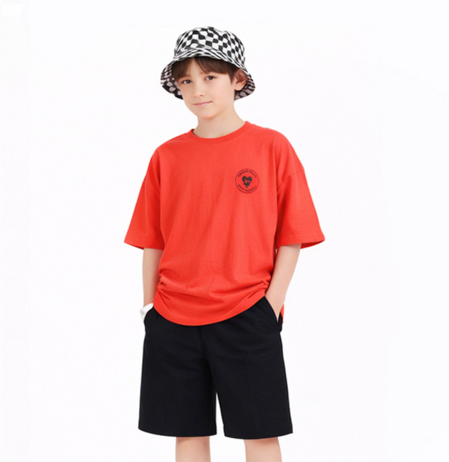 나나주니 라운드넥 해피보드 상의 + 와이드 5부 바지 세트