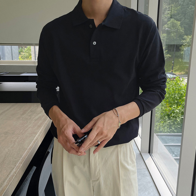 조군샵 남성용 빅사이즈 데일리룩 PK 카라 긴팔티 JG1960