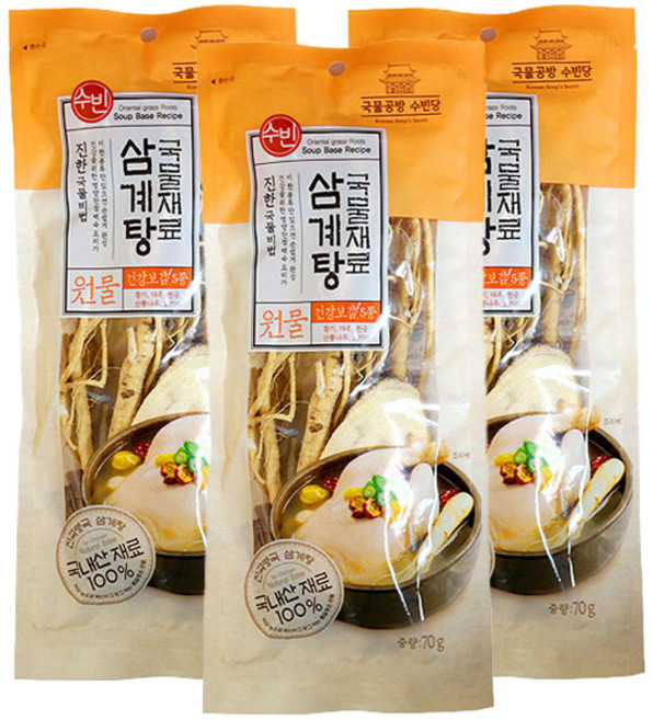 조은약초 수빈 삼계탕 재료, 70g, 3개