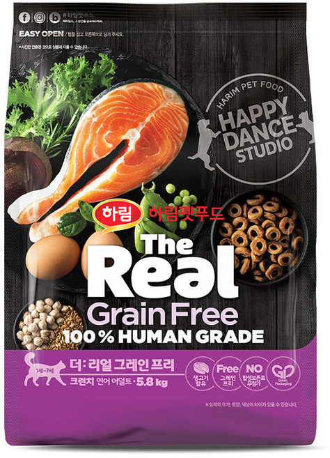 하림펫푸드 어덜트 캣 더리얼 그레인프리 크런치 건식사료, 연어, 5.8kg, 1개