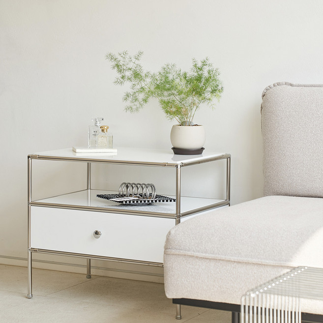 포더홈 무디 모듈 협탁 상부 선반형 600 방문설치, 화이트, 1개