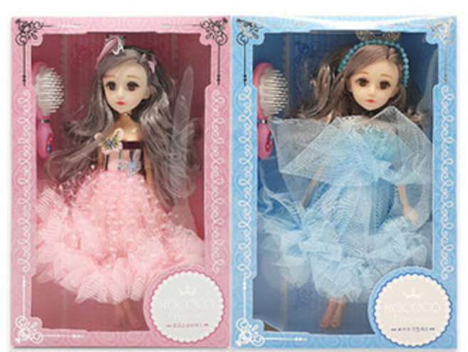 로코코 프린세스 구제관절인형 2종 세트, 30cm, 하늘, 분홍, 1개