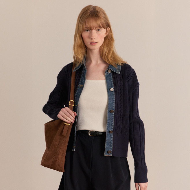 MIND BRIDGE 女款丹寧混搭開襟衫 MZCD6202