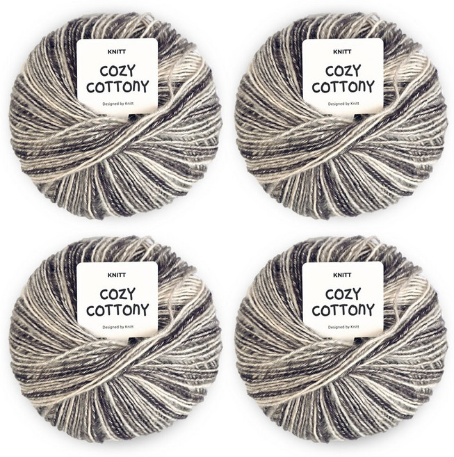 Knitt Cozy Cottony針織線 50g, 4個, 07 Cream Black