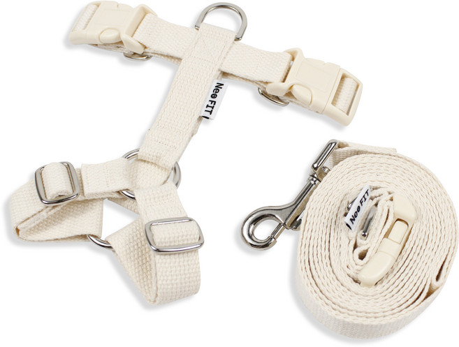 네오핏 반려견 솜사탕 H형 하네스 + 리드줄 세트, 우유맛, 1개