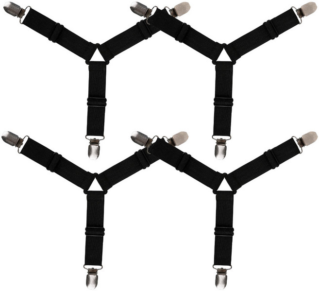 엠디글로벌 침대시트 고정집게 고급 Y형, 블랙, 4개