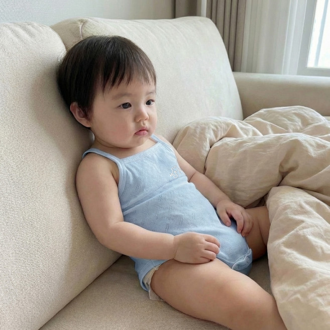 Bebeniz 新生兒用涼感柔軟純棉細肩帶包屁衣