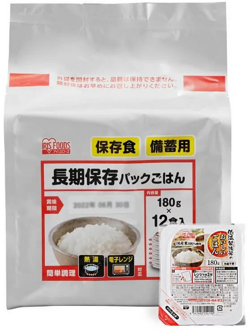 IRIS FOODS 長期保存微波白飯 12入, 2.16kg, 1袋