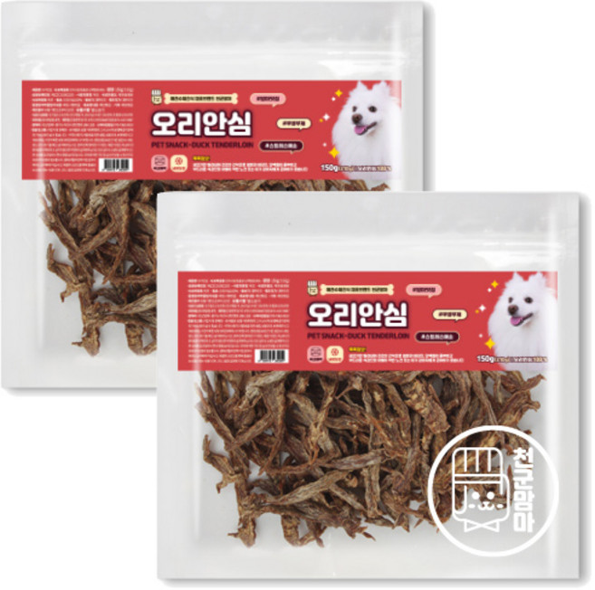 천군맘마 강아지 오리안심 건조간식 150g, 2개, 오리맛