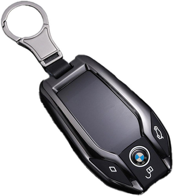 BMW 兼容顯示螢幕鑰匙包 + 扣環套組, 黑色, 單品