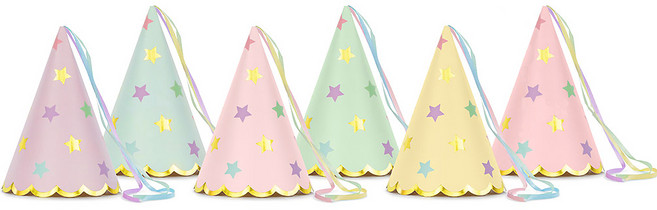 파티데코 생일파티 고깔모자 마카롱스타 라이트핑크 2p + 라이트블루 + 옐로우 + 라벤더 + 민트 세트, 혼합색상, 1세트