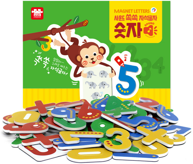 아리아띠 사운드 쏙쏙 자석글자 숫자 학습보드, 혼합색상, 1개