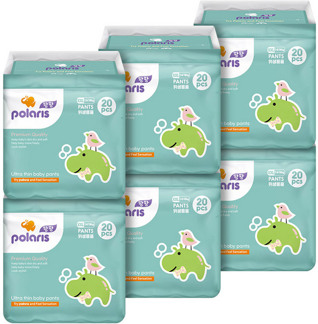 폴라리스 울트라씬 팬티형 기저귀 남녀공용, 점보형(2XL), 120매
