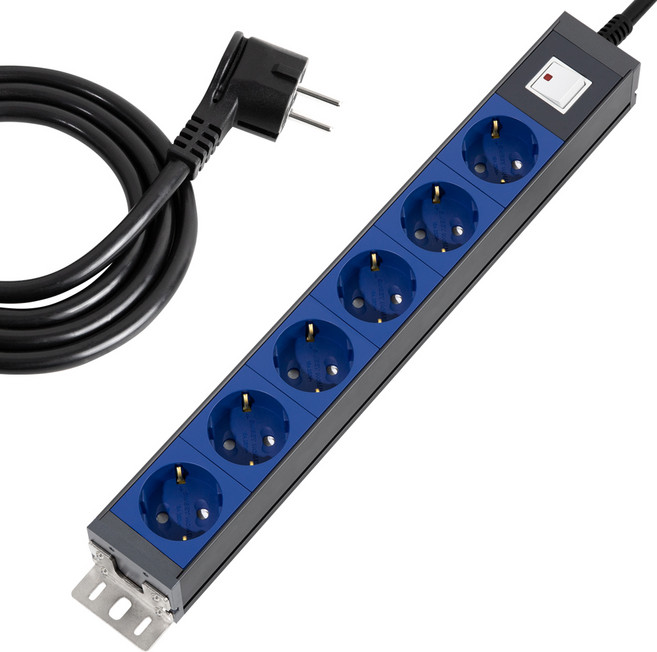 스윗홈 뉴잇 국산 고용량 알루미늄 컬러 과부하차단 납작 멀티탭 6구, 메탈릭블루, 1개, 1.5m
