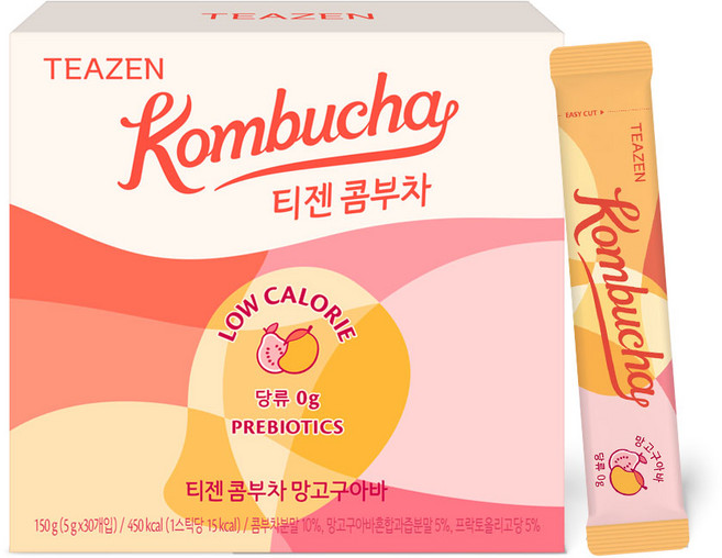 TEAZEN 茶禪 康普茶 芒果芭樂口味, 1盒, 5g, 30條